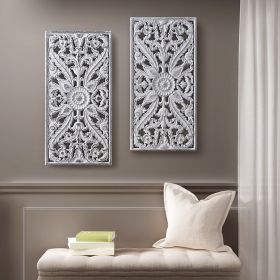 Botanical Panel Distressed Carved Wood 2-piece Wall Decor Set