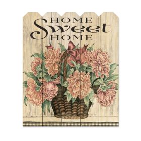 "Home Sweet Home Peonies" By Artisan Cindy Jacobs; Printed on Wooden Picket Fence Wall Art