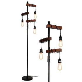 Farmhouse Tree Floor Lamp; 68 Inch 3 Lights Wood Standing Lamp