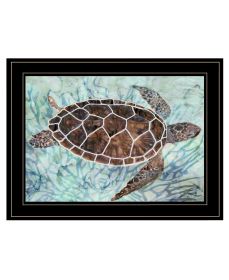 "Sea Turtles Collage 1" by Stellar Design Studio; Ready to Hang Framed Print; Black Frame