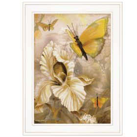 "Flowers & Butterflies I" By Ed Wargo; Ready to Hang Framed Print; White Frame