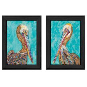 "Pelicans" 2-Piece Vignette By Lisa Morales; Black Frame