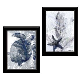 "Ocean Collection" 2-Piece Vignette By Stellar Design Studio; Ready to Hang Framed Print; Black Frame