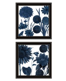 "Sunflower Blues" 2-Piece Vignette by Sophie 6; Ready to Hang Framed Print; Black Frame