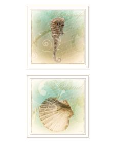 "The Sea III & Sea IV" 2-Piece Vignette by Sophie 6; Ready to Hang Framed Print; White Frame