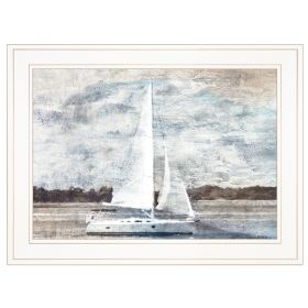 "Sailboat on Water" By Bluebird Barn; Ready to Hang Framed Print; White Frame