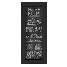 "House Rules" By Susan Ball; Printed Wall Art; Ready To Hang Framed Poster; Black Frame