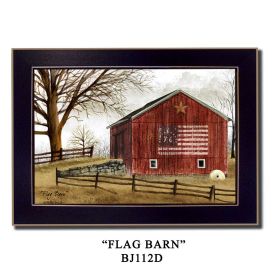 "Flag Barn" By Billy Jacobs; Printed Wall Art; Ready To Hang Framed Poster; Black Frame