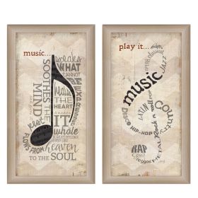 "Music Collection" 2-Piece Vignette By Marla Rae; Printed Wall Art; Ready To Hang Framed Poster; Beige Frame