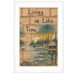 "Living On The Lake" by Mary June; Ready to Hang Framed Print; White Frame