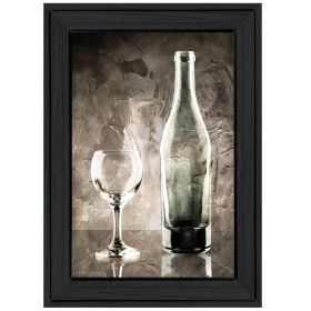 "Moody Gray Wine Glass Still Life" by Bluebird Barn; Ready to Hang Framed Print; Black Frame