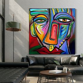 Colorful Portrait Oil Paintings Abstract Women Face Canvas Painting Wall Art Handpainted Graffiti Street Art For Home Decor (size: 70x70cm)