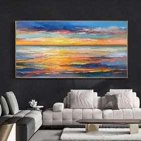 Handmade Hand Painted Wall Art On Canvas Abstract Knife Painting Landscape Dusk For Home Decoration Decor (size: 100X150cm)