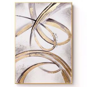 100% Hand Painted Abstract Oil Painting Wall Art Modern Gold Foil Abstract Picture On Canvas Home Decoration For Living Room No Frame (size: 150X220cm)