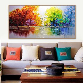 Hand Oil Painting Large Size Abstract Trees Landscape Oil Painting On Canvas Modern Pop Art Wall Picture For Home Decoration (Style: 01, size: 100x150)