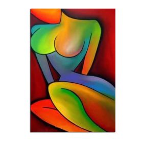 Top Skill Handmade Modern Abstract Portrait Beautiful Colorful Sexy Nude Figure Wall Art Oil Painting on Canvas for Home Decor (size: 60X90cm)