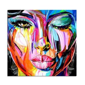 Francoise Nielly face oil painting wall art pictures portrait Impasto figure Palette Knife on Canvas Cuadros Cuadros Decoration (size: 60x60cm)