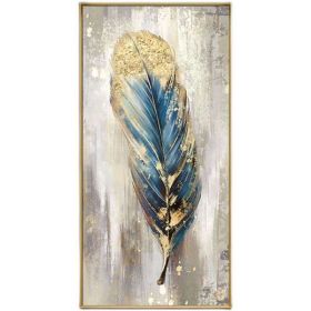 Large Feather White Gold Abstract Oil Painting Hand Painted Paintings Wall Art Home Decor Picture Modern Oil Painting On Canvas (size: 90X120cm)