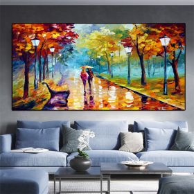 Handmade Large Abstract Knife Oil Painting Landscape Wall Art Modern Poster Living Room Home Decoration Mural Porch Frameless (size: 70x140cm)