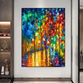 100% Handmade  thick knife landscape modern nordic artwork oil painting for office living room decoration (size: 90X120cm)