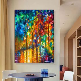 100% Handmade  thick knife landscape modern nordic artwork oil painting for office living room decoration (size: 50X70cm)